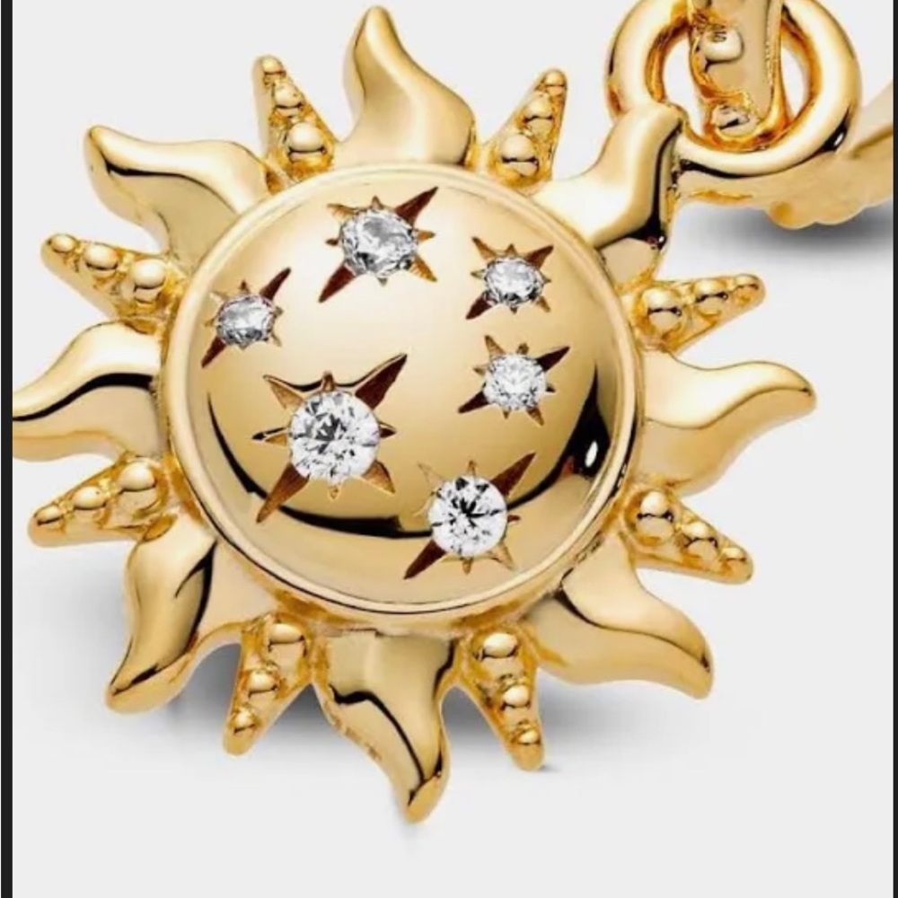 Gold Sun Pendant with Crystals